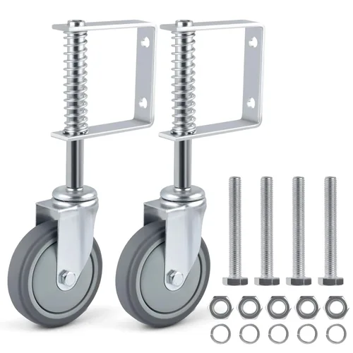 Vista 8 de ERKOON Rueda de Puerta de Carga Pesada con Resorte, Ruedas de Puerta Deslizantes de 10 cm para Puerta de Madera, Puerta de Tubo de Metal, Valla