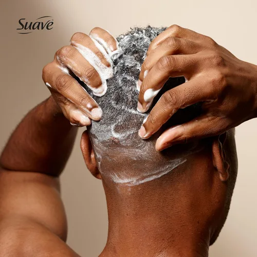 Vista 5 de Suave Men Champú 3 en 1 de limpieza profunda, acondicionador y gel de baño con polvo de carbón, desintoxica y limpia el cabello y la piel, elimina