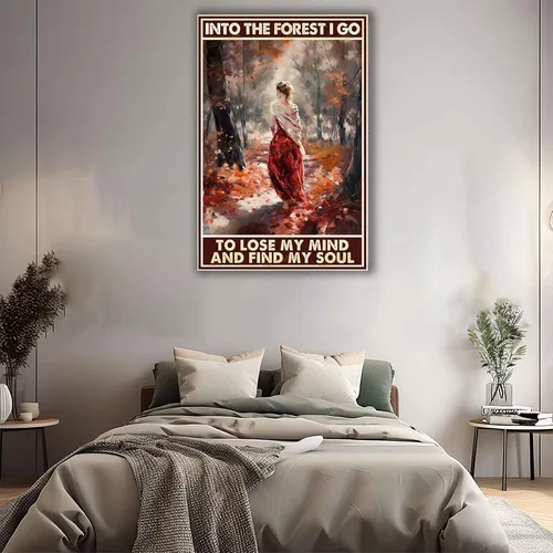 Vista 4 de TSEZLOJH Lienzo decorativo para pared con texto en inglés "Into The Forest I Go to Lose My Mind Find My Soul" para dormitorio, póster para oficina