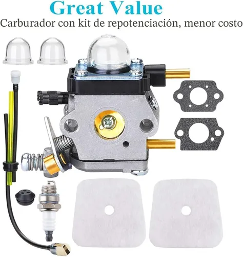 Vista 6 de HOODELL Carburador C1U-K82 C1U-K54A, para Mantis Tiller 7222 7222M 7225 7920, Echo TC-210 HC-1500, Carburador Cultivador Premium, Kit