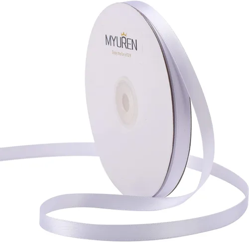 Vista 14 de Cinta de satén de poliéster blanco de doble cara de 1-1/2 pulgadas de ancho para manualidades, boda, envoltura de regalos, fabricación de lazos