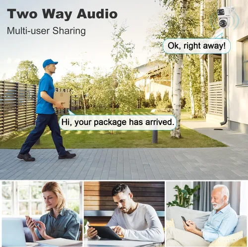 Vista 8 de GENBOLT PTZ Cámara de seguridad WiFi para exteriores con doble lente, vigilancia CCTV con doble vista, almacenamiento en la nube actualizado