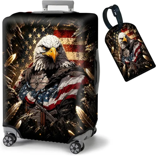 Vista 17 de FUYOCWE Fundas de equipaje para maleta, aprobadas por la TSA, protector elástico lavable para maleta, se adapta a accesorios de viaje de 19 a 32
