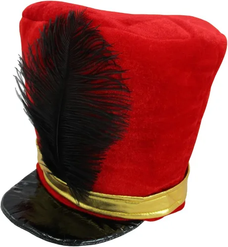 Vista 2 de Disfraz de sombrero de soldado de banda mayor o de juguete, rojo y negro, talla única