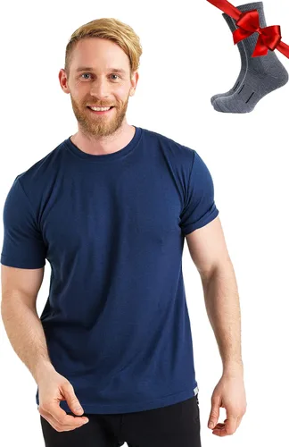 Vista 21 de Camiseta 100% de lana merino para hombre - Camiseta interior de capa base Tinta negra