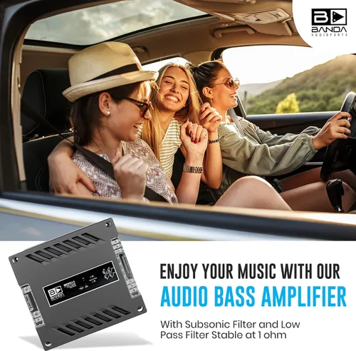Vista 5 de Amplificador de audio para vehículos de 4 canales, amplificador mono de alta potencia de 200 WRMS con filtro subsónico y filtro de paso bajo estable