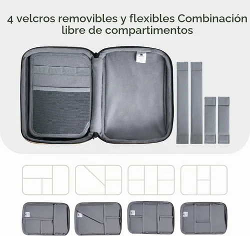 Vista 7 de pack all Organizador Electrónico Plus, Bolsa Organizadora de Cables de Mayor Capacidad, Estuche de Transporte Resistente a Golpes, Bolsa de Beige