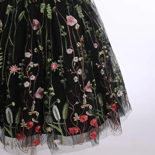 Vista 6 de IDOPIP Vestido de encaje bordado para niña de las flores, vestido de encaje para niños, boda, desfile, fiesta, primera comunión, vestido largo