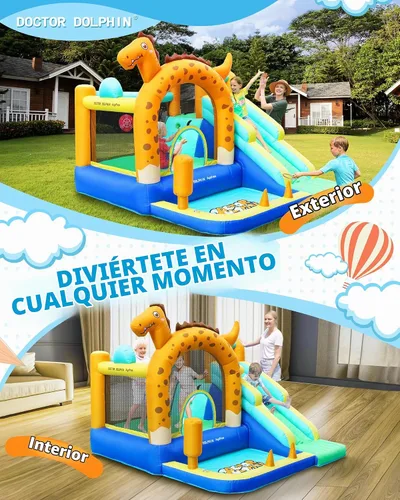Vista 6 de Doctor Dolphin Castillo inflable de salto con túneles para niños pequeños de 3 a 8 años