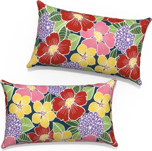 Vista 27 de Juego de 2 fundas cuadradas de 16 x 16 pulgadas para cojín de exteriores, fundas decorativas modernas para cojín de respaldo para muebles de patio