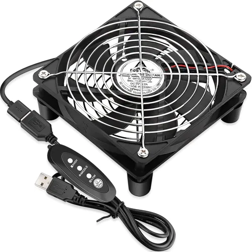 Vista 8 de GDSTIME Enfriador de ventilador de enrutador pequeño de 3.150 in con controlador de 3 velocidades L/M/H, CC 5V USB alimentado por USB, ventiladores