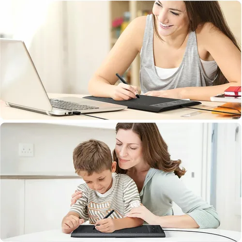 Vista 7 de Tableta de dibujo gráfico, tabletas grandes de 10 x 6 pulgadas con lápiz de nivel 8192 para PC y computadora, 12 teclas de acceso rápido