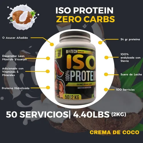 Vista 5 de Proteína ISO sabor crema de coco... (CREMA DE COCO, 4.4 lbs)