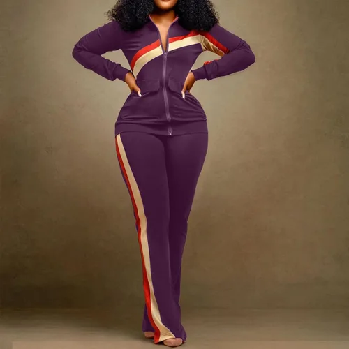 Vista 2 de DUOWEI Conjunto de ropa de esquí para mujer, ropa deportiva de dos piezas, pantalones de bolsillo, conjunto de ropa deportiva para mujer