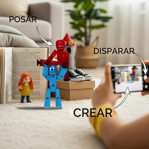 Vista 3 de Zing StikBot - Figura de acción posable, juguete de animación Stop Motion, paquete de 2