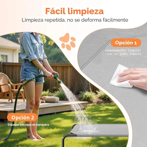 Vista 4 de Simple Trending Cama elevada para perros grandes, catre para perros XL impermeable, cama elevada para mascotas de enfriamiento al aire libre, Gris