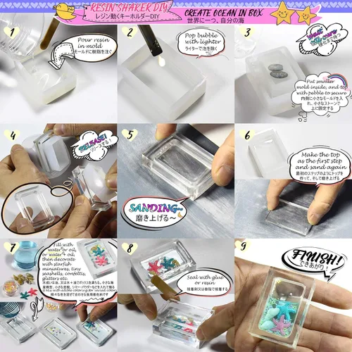 Vista 4 de Funshowcase Moldes de silicona de resina geométrica cuadrada y rectangular para hacer posavasos de joyería y diseño de interiores, 11