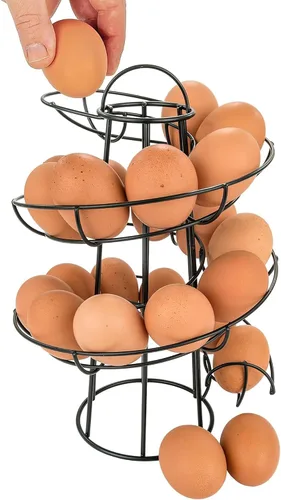 Vista 4 de Southern Homewares tobogán para huevos, dispensador en espiral con diseño moderno de primera calidad, se puede colgar, plateado, Negro