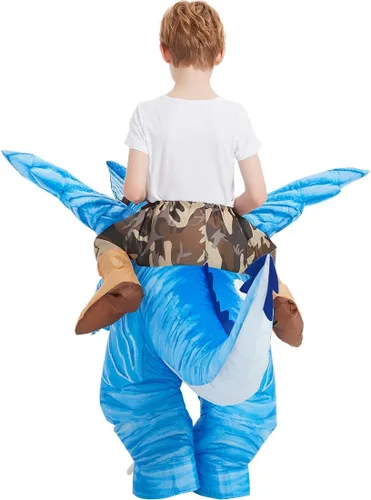 Vista 6 de GOOSH Disfraz inflable de dinosaurio para niños, disfraces de Halloween para niños y niñas, divertido disfraz inflable para fiesta de Halloween