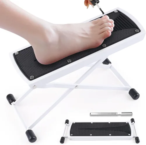 Vista 9 de Reposapiés de pedicura, soporte antideslizante ajustable de 6 alturas para pedicuras fáciles en casa, taburete plegable