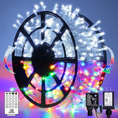 Vista 39 de JMEXSUSS - Tira de 100 luces led para interiores, 8 modos, enchufables, parpadeantes, 33 pies, luces navideñas para exteriores, a prueba de agua