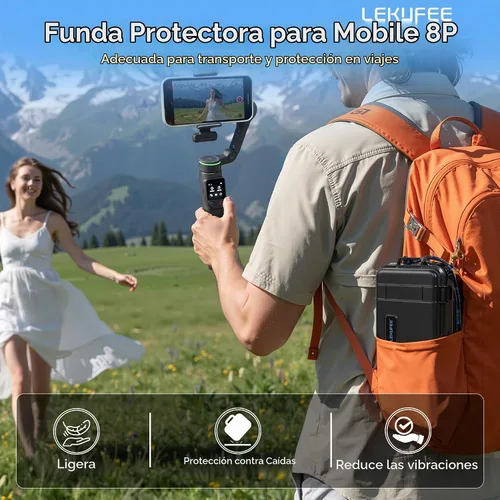 Vista 5 de Lekufee Estuche rígido impermeable de viaje para DJI Osmo Mobile 8P Gimbal Stabilizer, y otros accesorios (solo funda y bolsa)