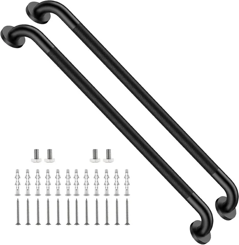 Vista 11 de Barra de agarre para ducha negra de 12 pulgadas con agarre de goma antideslizante, ZUEXT Barra de agarre para baño de acero inoxidable, Barra