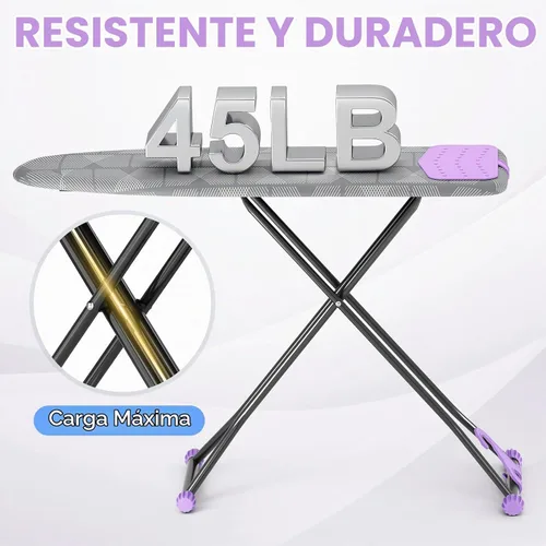 Vista 6 de Tabla de planchar plegable de 7 niveles con soporte para hierro 13 x 43 in, alloy structure, height adjustable, safety lock, foldable easy storage
