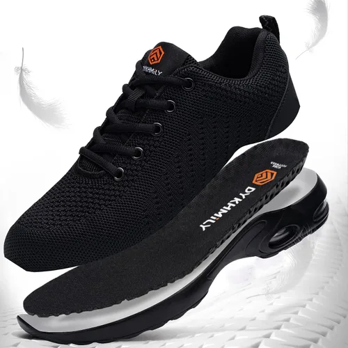Vista 6 de FENLERN - Zapatos con punta de acero para mujer, tenis de seguridad ligeros con amortiguación de aire, zapatos de trabajo resistentes, fáciles