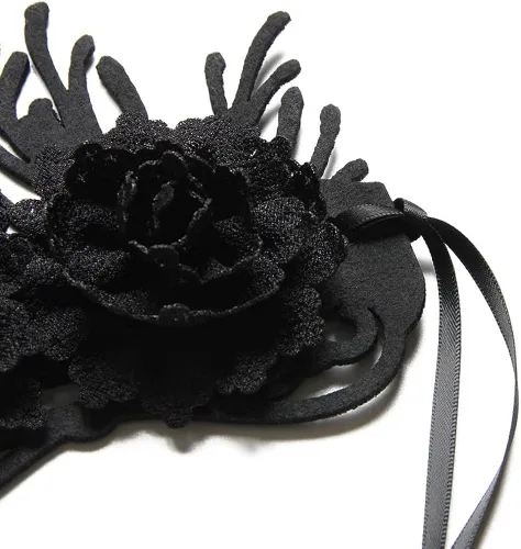 Vista 7 de Lolita gótica oscura de Halloween, estilo vintage, encaje negro barroco, Queen, diadema para el cabello para Halloween, Navidad, fiesta de máscaras