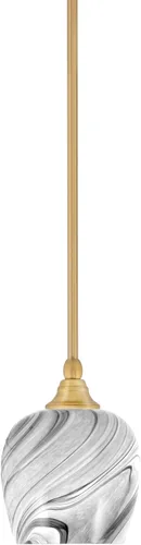 Vista 174 de Toltec Lighting Tallo Colgado Mini colgante, acabado de cobre negro, 3.5" cuadrado humo burbuja vidrio