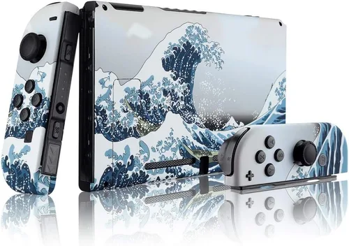 Vista 3 de eXtremeRate - Placa trasera para Nintendo Switch Console NS Joycon con carcasa de mando de mano con botones de juego completo carcasa de repuesto