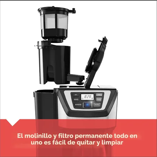 Vista 6 de Black and Decker BLACK+DECKER - Cafetera de 12 tazas para moler y preparar café, color negro, CM5000B
