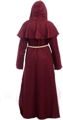 Vista 2 de Disfraz medieval con capucha de monje renacentista y sacerdote de Friar