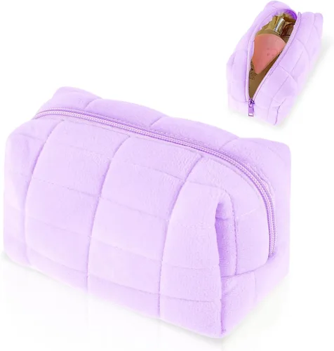 Vista 2 de Sibba Bolsa de maquillaje, bolsa suave para lápices, estuche estético para cosméticos, baño, ducha, organizador de artículos de aseo de felpa