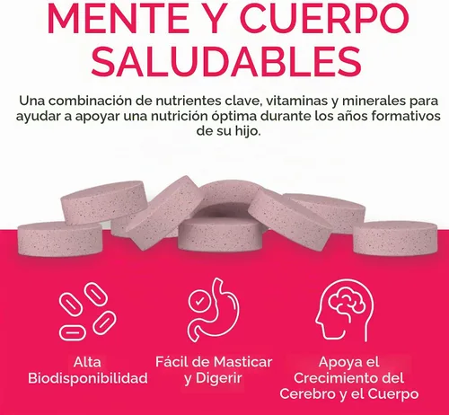 Vista 5 de Zahler, Junior Multi, Suplemento mineral y multivitamínico óptimo para niños, las más deliciosas tabletas masticables sabor cereza, color y sabor