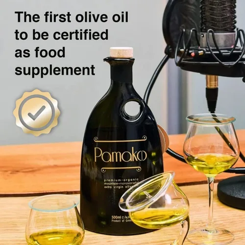 Vista 4 de Pamako Aceite de oliva orgánico de montaña monovarietal ultra premium 16.9 fl oz Cosecha 2021 Evoo orgánico prensado en frío de Grecia
