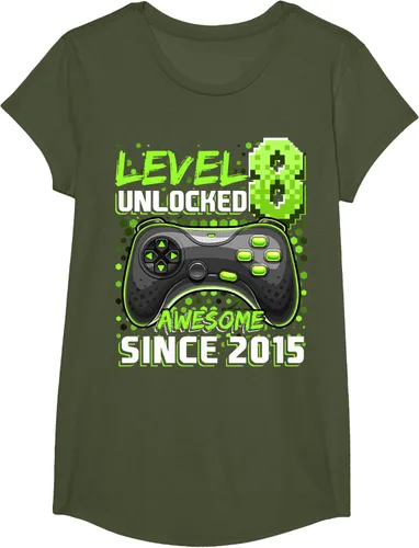 Vista 94 de Level 8 Unlocked Awesome 2015 Video Game 8th Birthday Boy T-Shirt, Negro