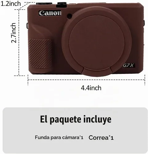 Vista 4 de Funda para cámara Canon G7X Mark III con correa para la muñeca Marrón