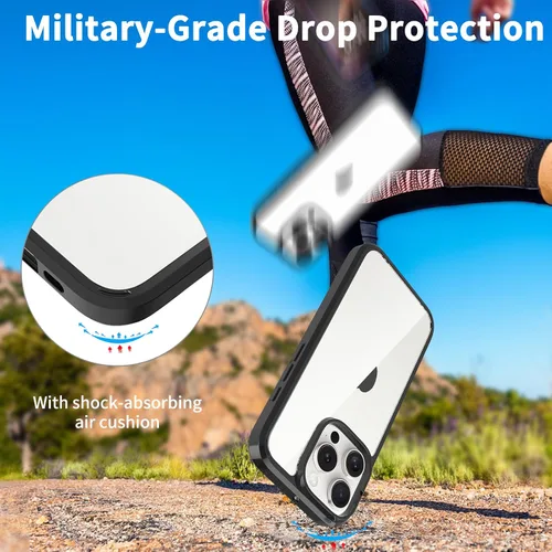 Vista 5 de JJGoo Compatible con iPhone 16 Pro Max Funda transparente, transparente a prueba de golpes, funda protectora trasera de policarbonato duro
