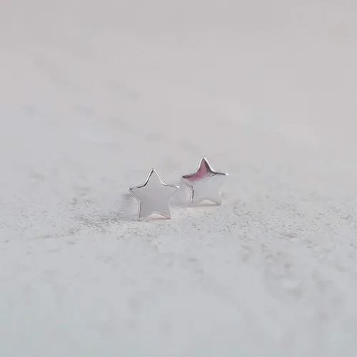 Vista 4 de Boma Pendientes de plata de ley con diseño de estrella, Plata de ley