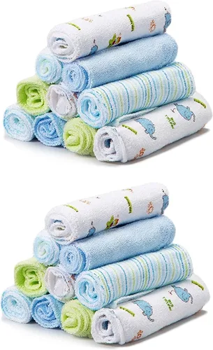 Vista 20 de Spasilk Juego de toallitas para niños y niñas recién nacidos, juego de toallas de rizo suave, paquete de 10, burbujas aguamarina, (010-1201)