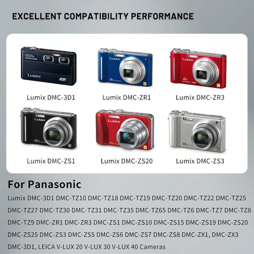 Vista 2 de Paquete de 2 baterías DMW-BCG10 con cargador para Panasonic Lumix DMC-ZR1