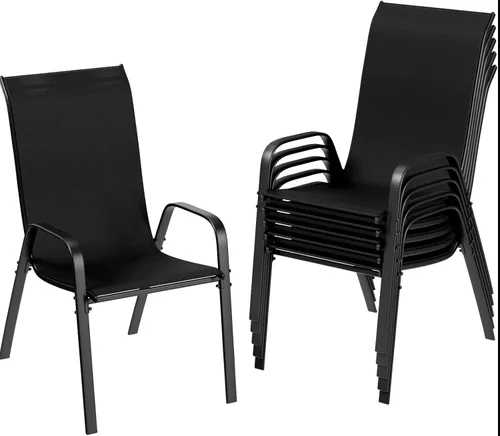 Vista 21 de MAMIZO Sillas de comedor para patio, silla Teslin apilable para todo tipo de clima, juego de sillas transpirables resistentes al aire libre