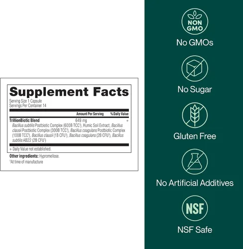 Vista 5 de Trillón de probióticos - 1 billón de UFC con prebióticos, probióticos, parabióticos y postbióticos - Bacillus Subtilis AB-22 - Salud intestinal