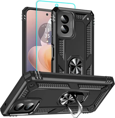 Vista 29 de HNHYGETE Funda para Motorola Edge 2025 con protector de pantalla: soporte giratorio de grado 360° (antideslizante) protección contra caídas y golpes