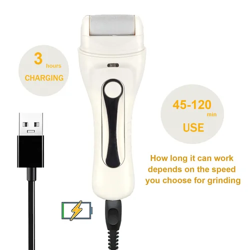 Vista 6 de Removedor eléctrico de callos para pies, elegible por la FSA, limas eléctricas portátiles recargables con 3 cabezales, kit de pedicura para piel