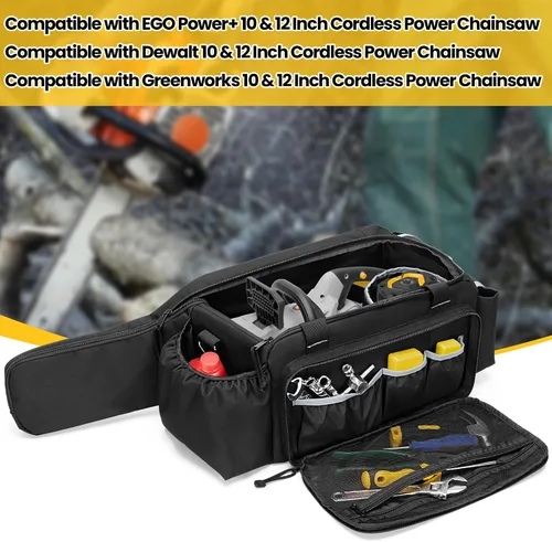Vista 2 de samdew Estuche de transporte para motosierra de 10 y 12 pulgadas compatible con motosierra eléctrica inalámbrica EGO Power+, bolsa de almacenamiento