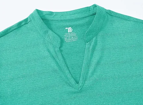 Vista 127 de Gopune Polo de golf con cuello en V para mujer, sin cuello, manga corta, ligera, de secado rápido, camisetas de tenis para correr