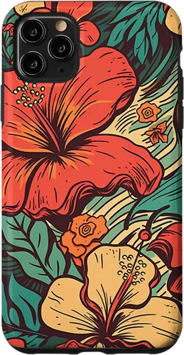 Vista 13 de iPhone 16 Vintage Hawaii Hibiscus Pattern Retro Tropical Hawaiian Case